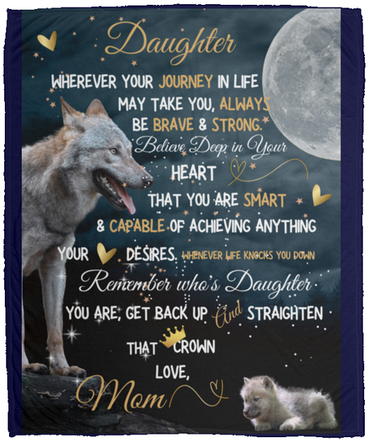To My Daughter Love Mom Fleece Blanket - 50x60