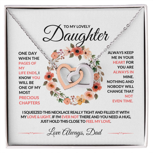 To My Lovely Daughter Love Dad | Interlocking Hearts Necklace