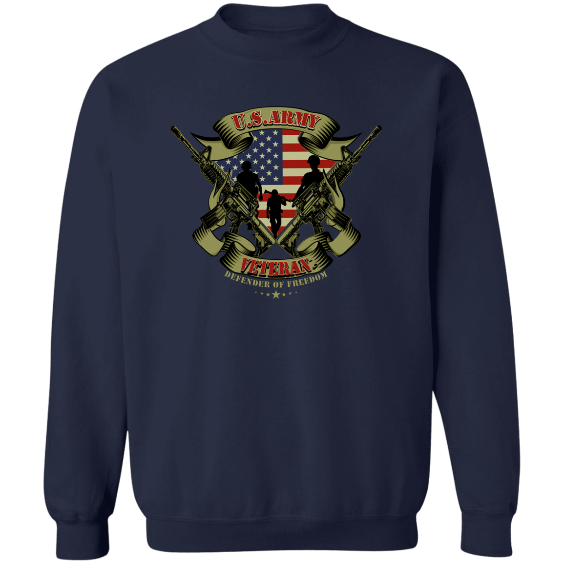 US ARMY VETERAN Defender of Freedom Crewneck Sweatshirt 8 oz (Closeout)