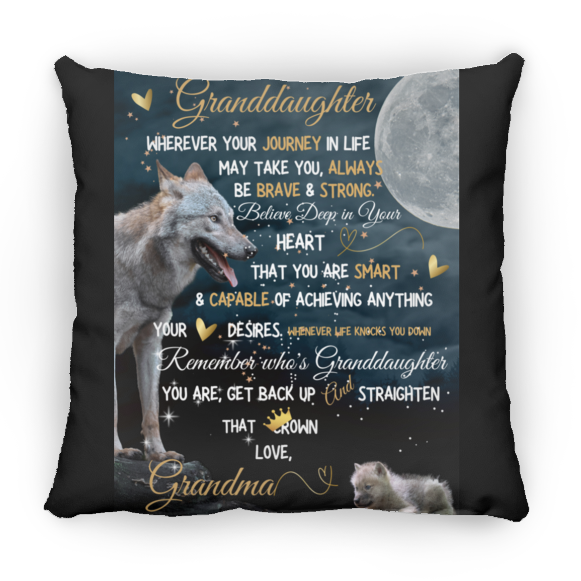 GRANDDAUGHTER Love Grandma Medium Square Pillow