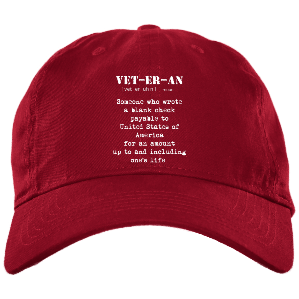 VET-ER-AN Embroidered Brushed Twill Unstructured Dad Cap