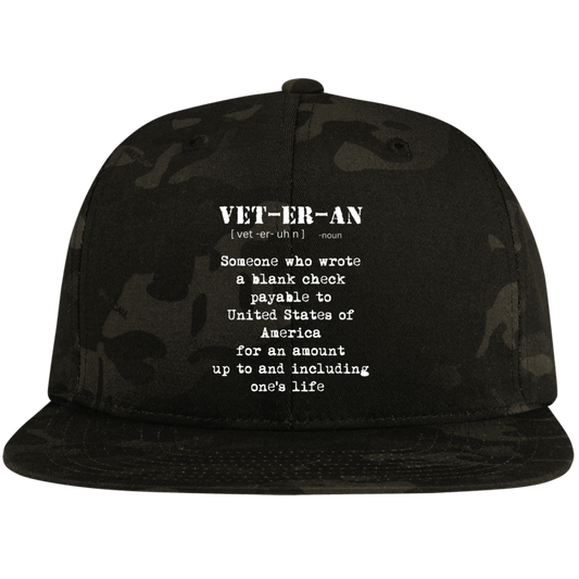 VET-ER-AN Embroidered Flat Bill High-Profile Snapback Hat