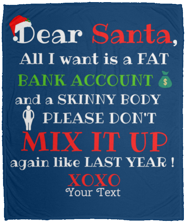 Dear Santa Personalized DEAR SANTA Personalized  Cozy Plush Fleece Blanket - 50x60