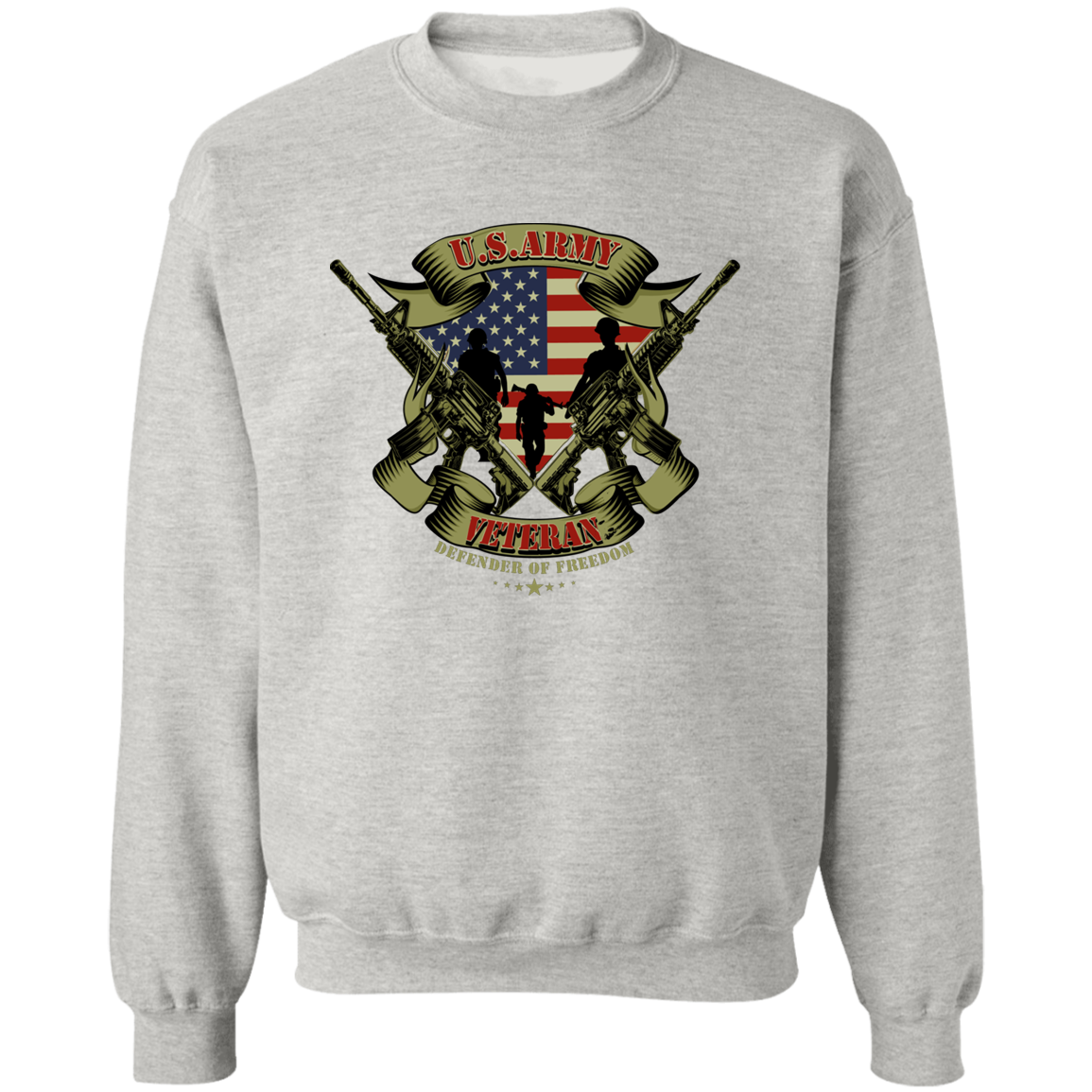 US ARMY VETERAN Defender of Freedom Crewneck Sweatshirt 8 oz (Closeout)