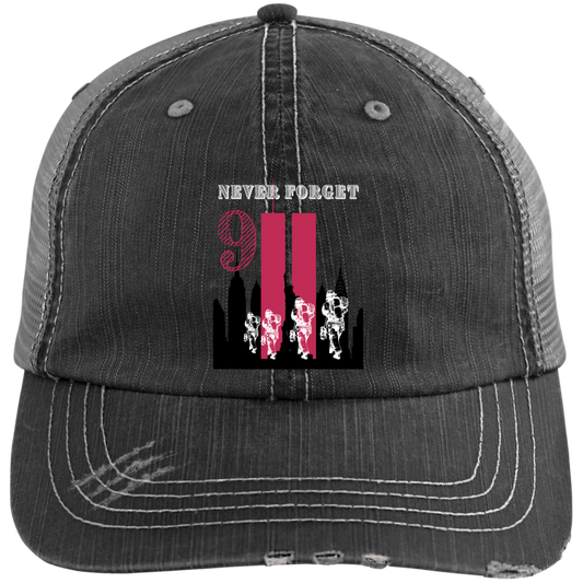 NEVER FORGET  Distressed Unstructured Trucker Cap