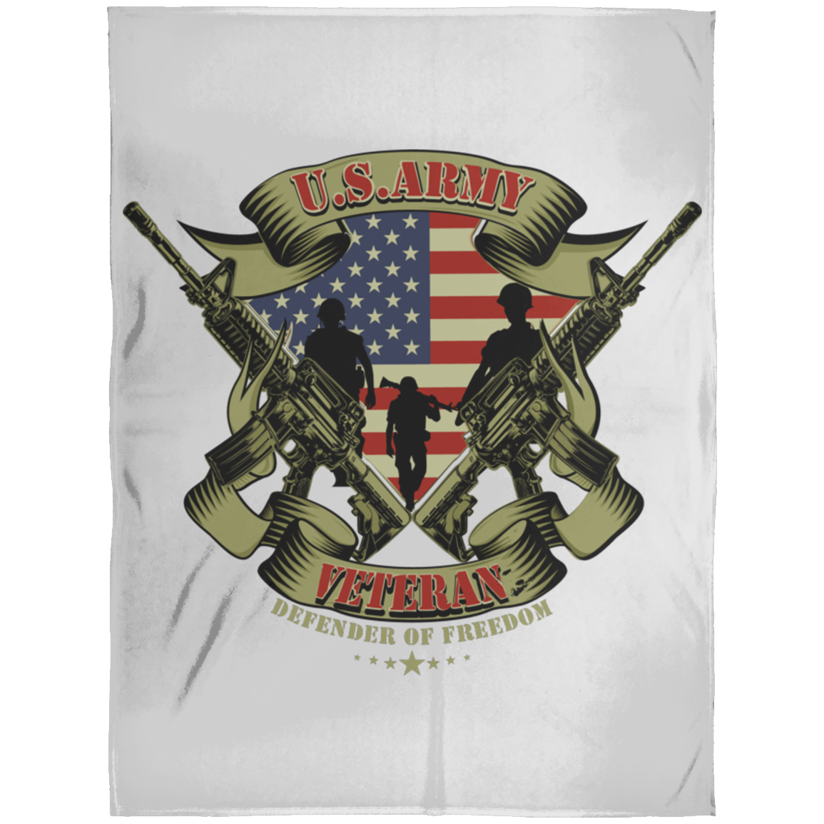 US ARMY VETERAN Defender of Freedom Fleece Blanket 60x80