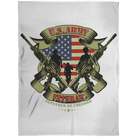 US ARMY VETERAN Defender of Freedom Fleece Blanket 60x80