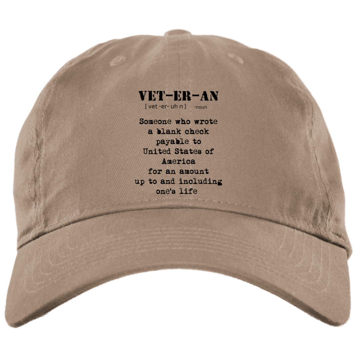 VET-ER-AN  Embroidered Brushed Twill Unstructured Dad Cap