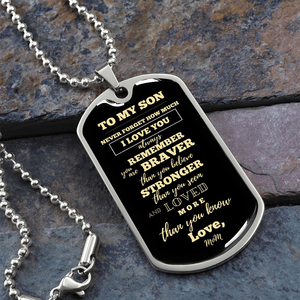 To My Son Love Mom dog tag  | Dog Tag Necklace