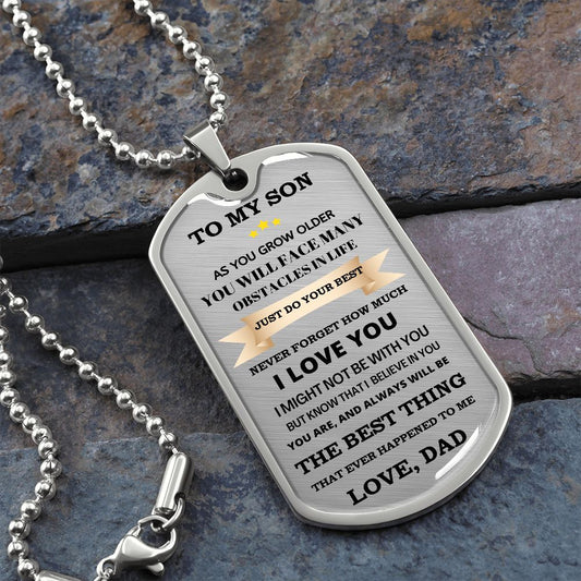To My Son Love Dad dog tag  | Dog Tag Necklace