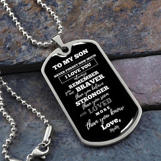 To My Son Love Mom dog tag | Dog Tag Necklace