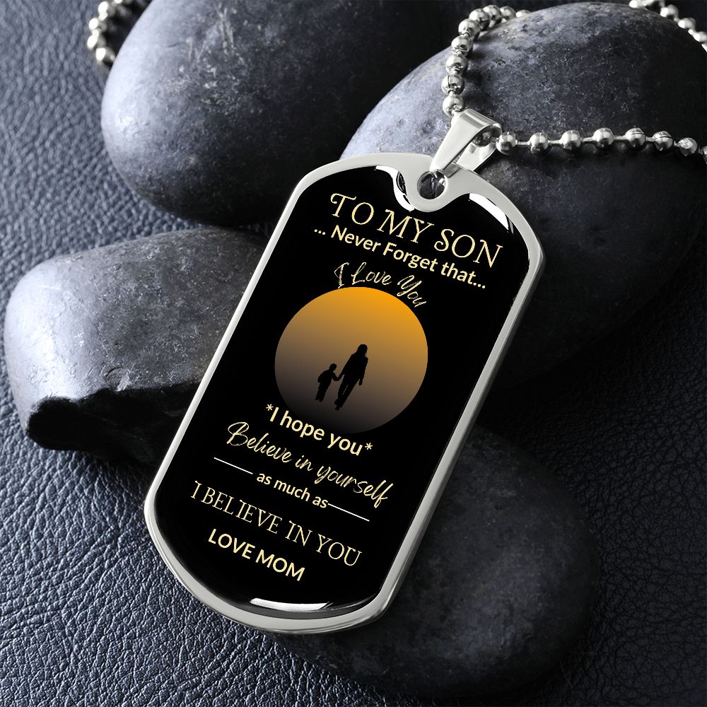 To My Son Love Mom dog tag |  Dog Tag Necklace