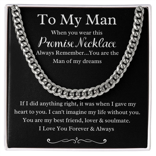 To My Man Promise Necklace | Cuban Link Chain