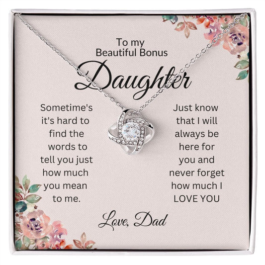 To My Beautiful Bonus Daughter Love Dad | Love Knot Necklace