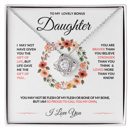 To My Lovely BONUS Daughter | Love Knot Necklace