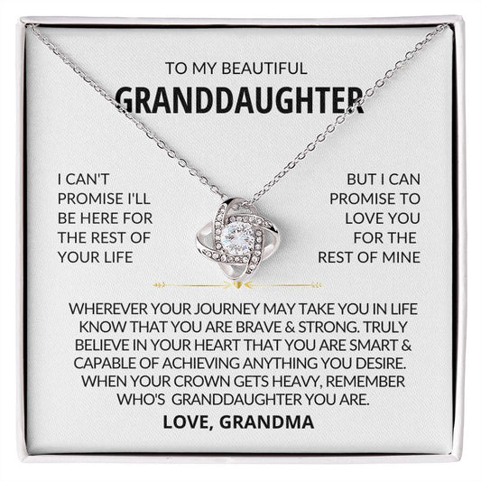 To My Beautiful Granddaughter Love Grandma | Love Knot Necklace