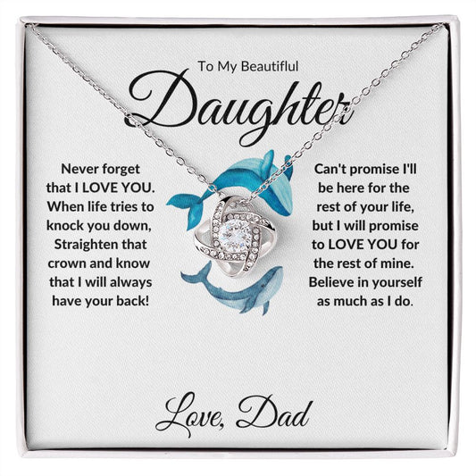 WHALE - To My Daughter Love Dad | Love Knot Necklace