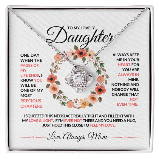 To My Lovely Daughter Love Mom | Love Knot Necklace