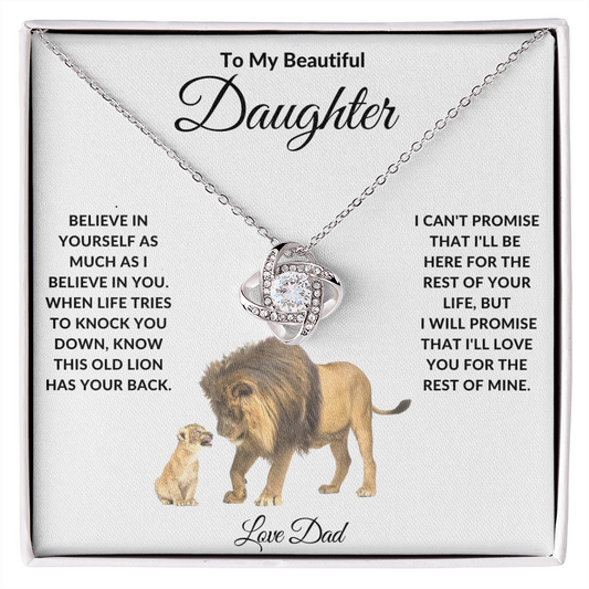 To My Beautiful Daughter | Love This Old Lion | Love Knot Necklace