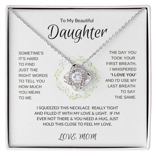 To My Daughter Love Mom | Love Knot Necklace