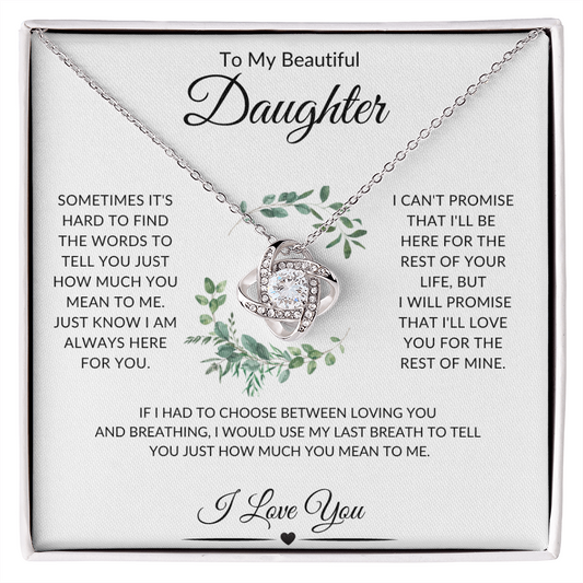 To My Beautiful Daughter  | Love Knot Necklace