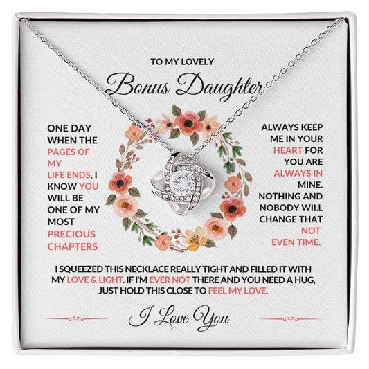 To My Lovely Bonus Daughter | Love Knot Neckace