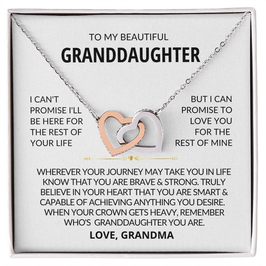 To My Beautiful Granddaughter Love Grandma | Interlocking Hearts