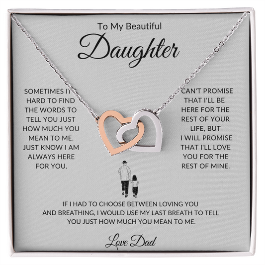 To My Beautiful Daughter Love Dad | Interlocking Hearts Necklace