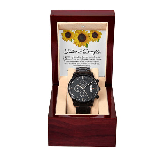 To My Dad Love Daughter | Black Chronograph Watch