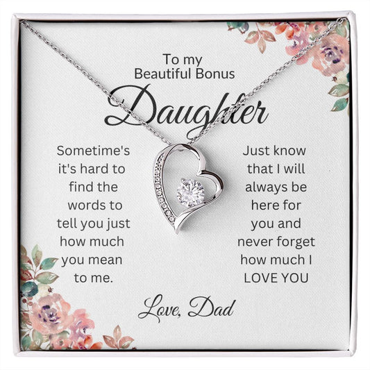To My Beautiful Bonus Daughter Love Dad | Forever Love Necklace
